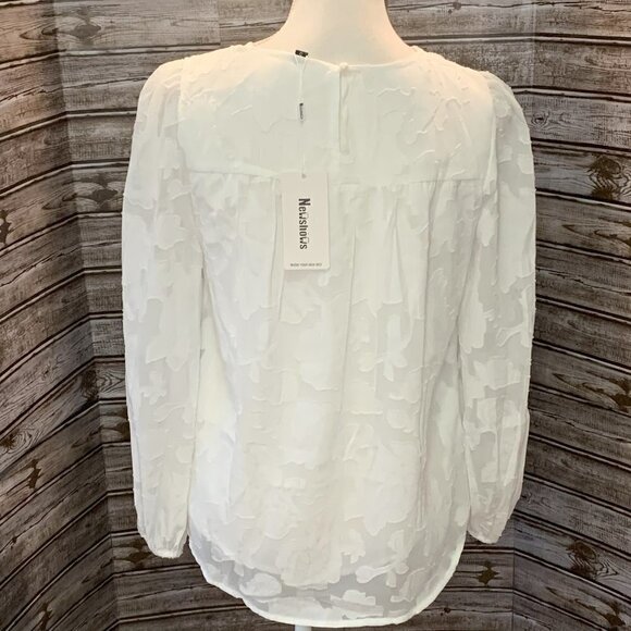 NEWSHOWS White Textured Long Sleeve Blouse NWT - Picture 4 of 4